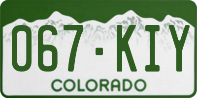 CO license plate 067KIY