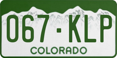 CO license plate 067KLP