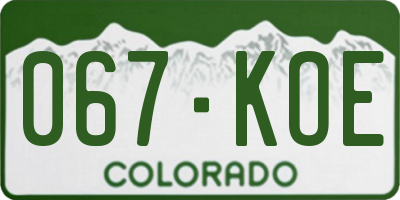 CO license plate 067KOE