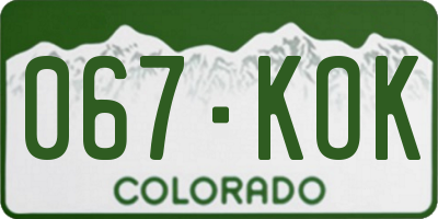 CO license plate 067KOK