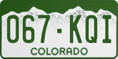CO license plate 067KQI