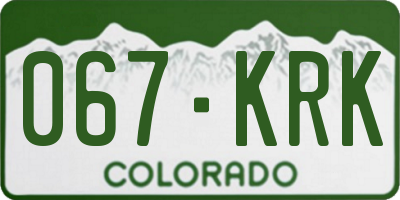 CO license plate 067KRK