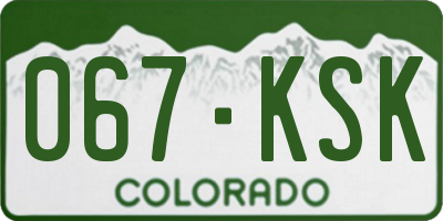 CO license plate 067KSK
