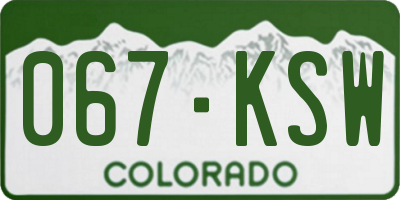 CO license plate 067KSW