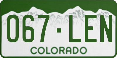 CO license plate 067LEN