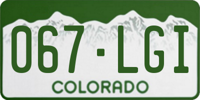CO license plate 067LGI