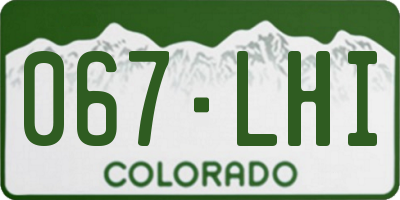 CO license plate 067LHI