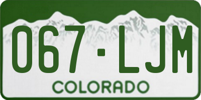 CO license plate 067LJM