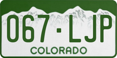 CO license plate 067LJP
