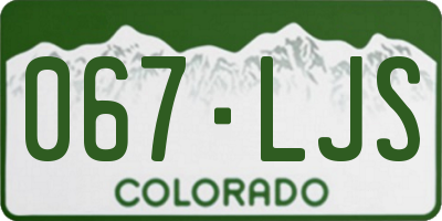 CO license plate 067LJS