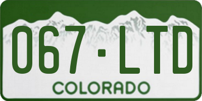 CO license plate 067LTD