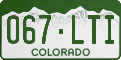 CO license plate 067LTI
