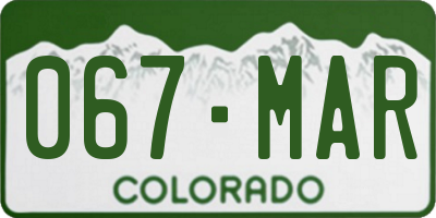 CO license plate 067MAR