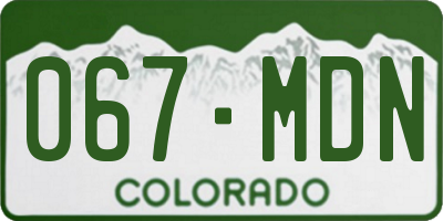 CO license plate 067MDN