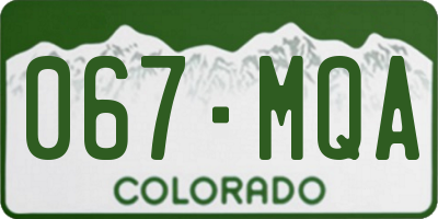 CO license plate 067MQA