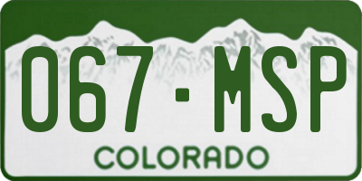 CO license plate 067MSP