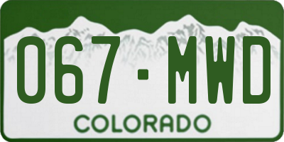 CO license plate 067MWD