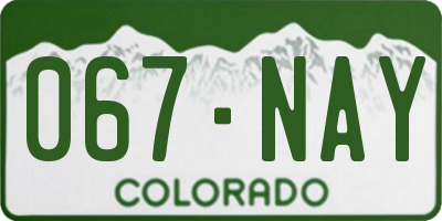 CO license plate 067NAY
