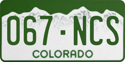 CO license plate 067NCS