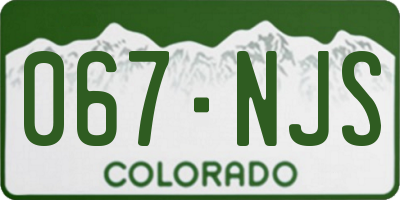 CO license plate 067NJS
