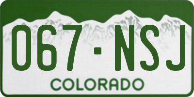 CO license plate 067NSJ