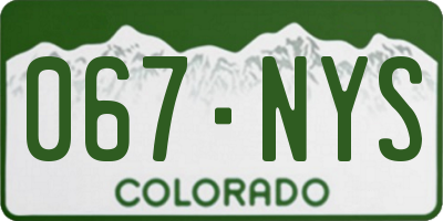 CO license plate 067NYS