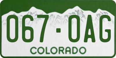 CO license plate 067OAG