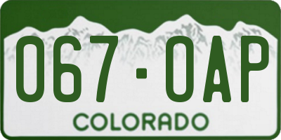 CO license plate 067OAP