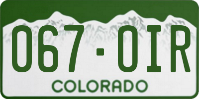 CO license plate 067OIR