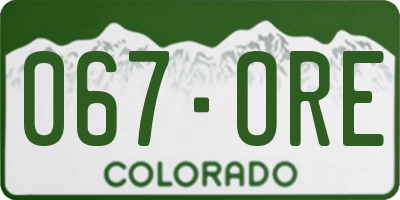 CO license plate 067ORE
