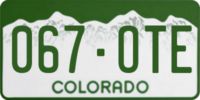 CO license plate 067OTE