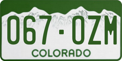 CO license plate 067OZM