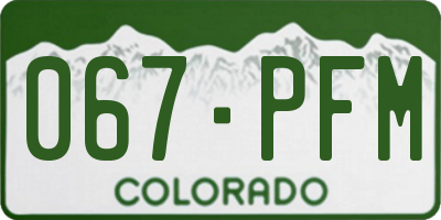 CO license plate 067PFM