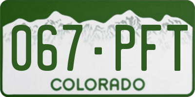 CO license plate 067PFT
