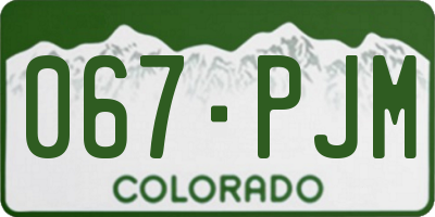 CO license plate 067PJM