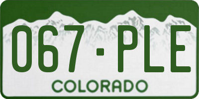 CO license plate 067PLE
