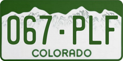 CO license plate 067PLF