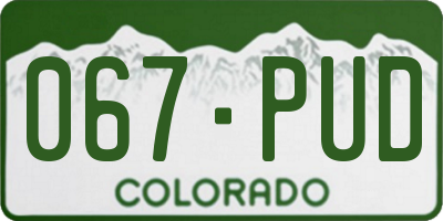 CO license plate 067PUD