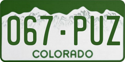 CO license plate 067PUZ