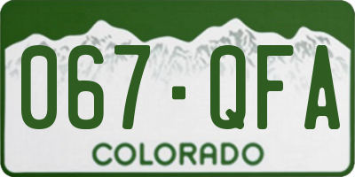CO license plate 067QFA