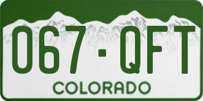 CO license plate 067QFT