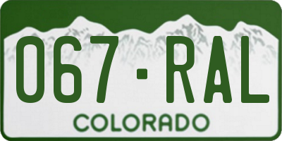CO license plate 067RAL