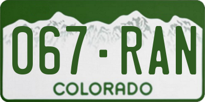 CO license plate 067RAN
