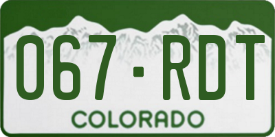 CO license plate 067RDT