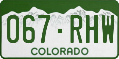CO license plate 067RHW