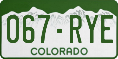 CO license plate 067RYE