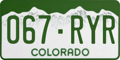 CO license plate 067RYR