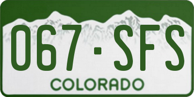 CO license plate 067SFS