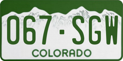 CO license plate 067SGW