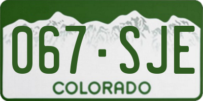 CO license plate 067SJE
